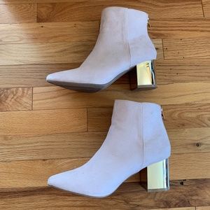 SZ 8 Suede Light Pink Booties w/ Metallic Heel